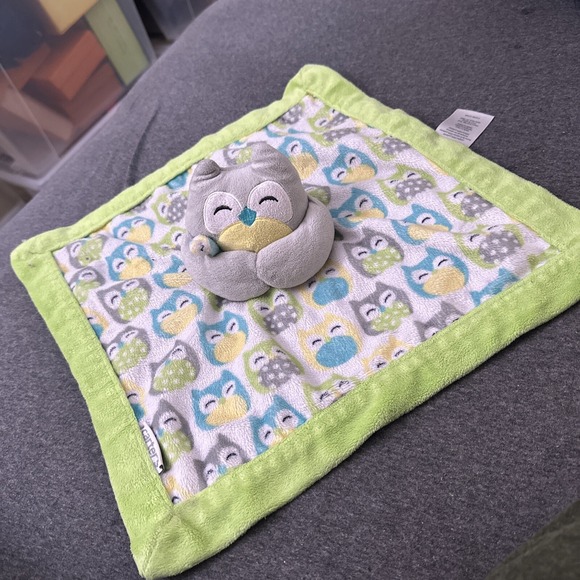 Carter's Other - Carters Owl Baby Security Blanket Lovey Plush Stuffed Velour Green Gray Teal